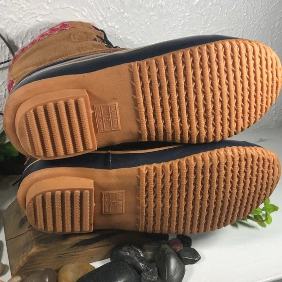 KHOMBU Sherpa Lined Duck Boots Sweater Print Lace Up Boots - Picture 14 of 16